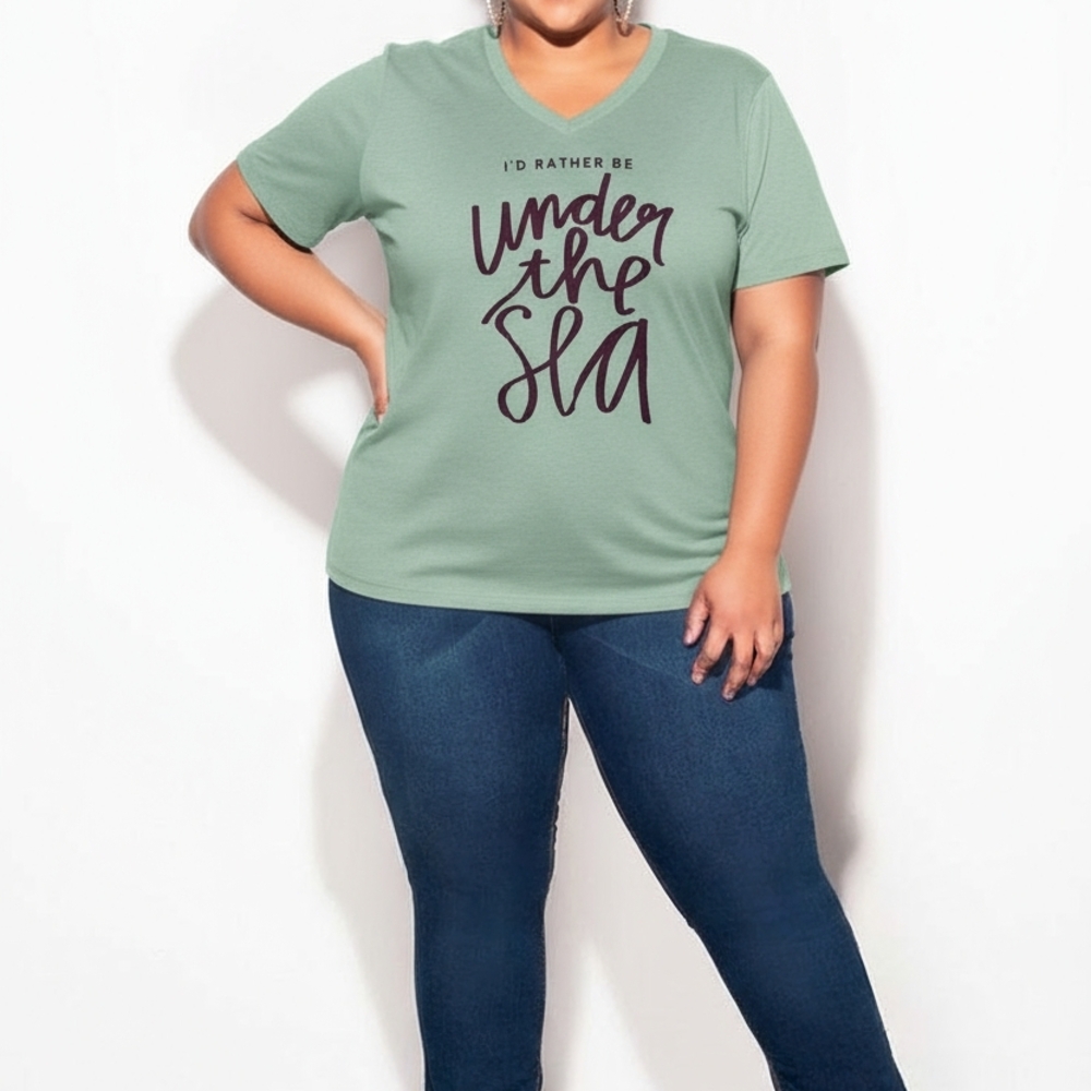 Disney Sea Green V-Neck Tee